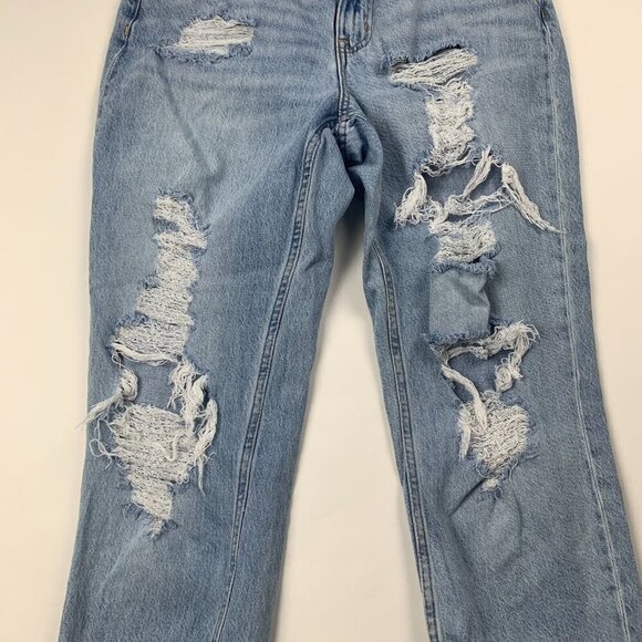Aeropostale Womens Mom Jeans Size 8 Blue Light Wash Distressed Destroyed Cotton - Picture 3 of 10